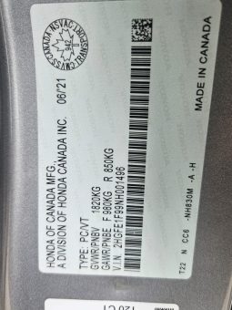 2022 Honda Civic Sedan Touring CVT SUNROOF /LEATHER /CERTIFIED full